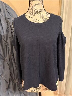 Michael Kors Navy Cold-Shoulder Knit Top